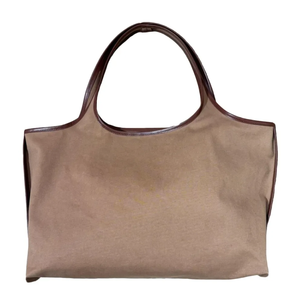 Indkøbstasker^A.P.C. Canvas Læder Trim Tote Taske Brun
