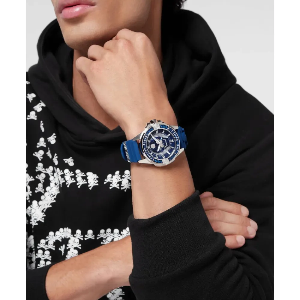 Ure^Philipp Plein Carbon Fiber Skull Ur Blå