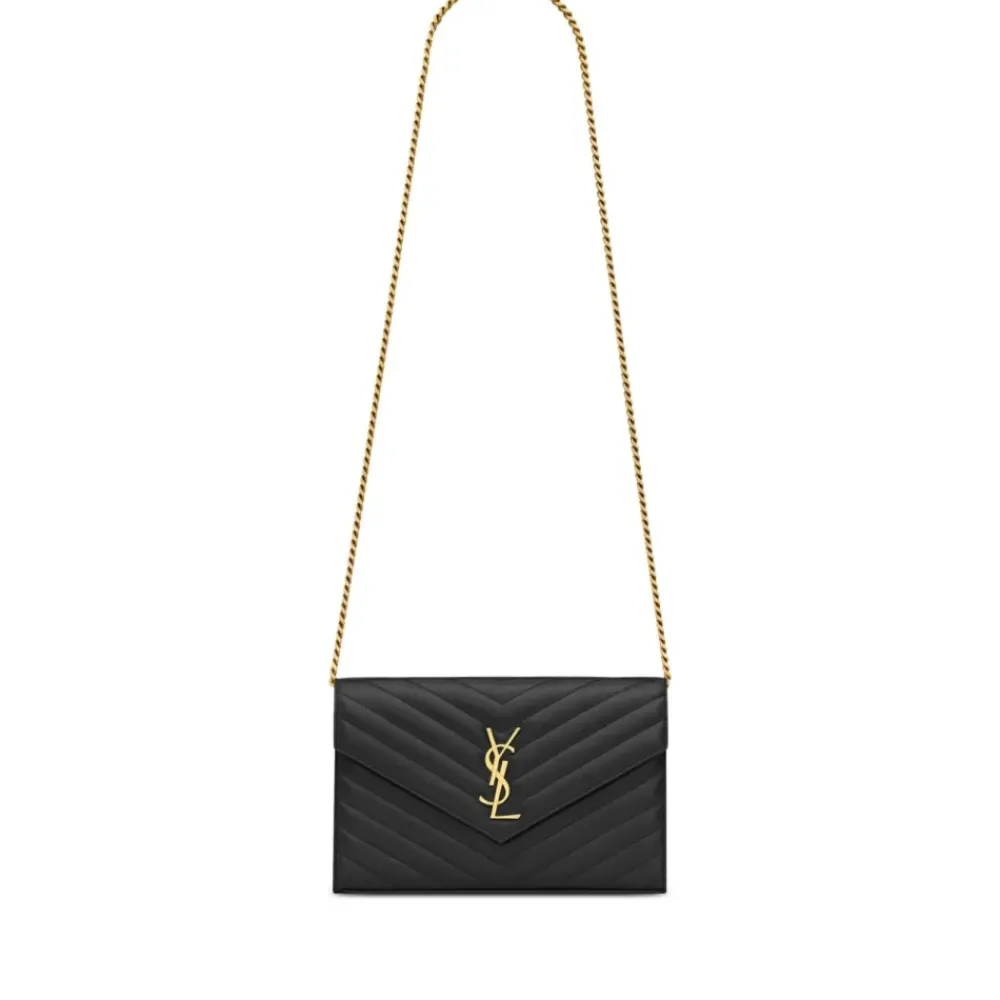 Skuldertasker<Saint Laurent Cassandre Chain Wallet Sort