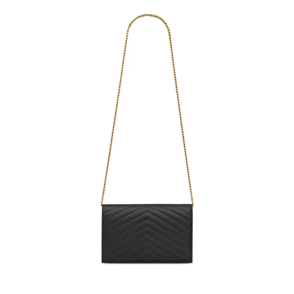 Skuldertasker<Saint Laurent Cassandre Chain Wallet Sort