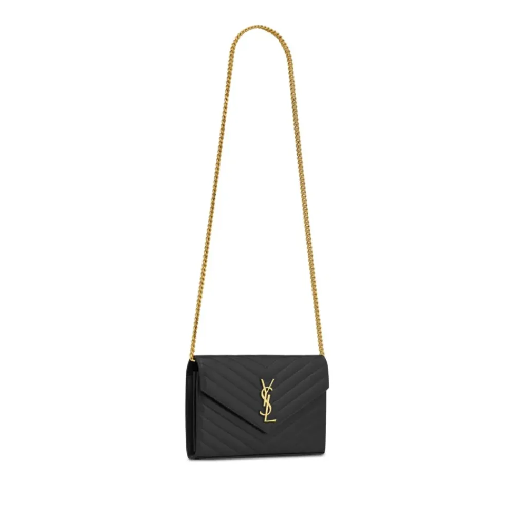 Skuldertasker<Saint Laurent Cassandre Chain Wallet Sort
