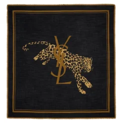 Tørklæder<Saint Laurent Cassandre Large Square Scarf Sort