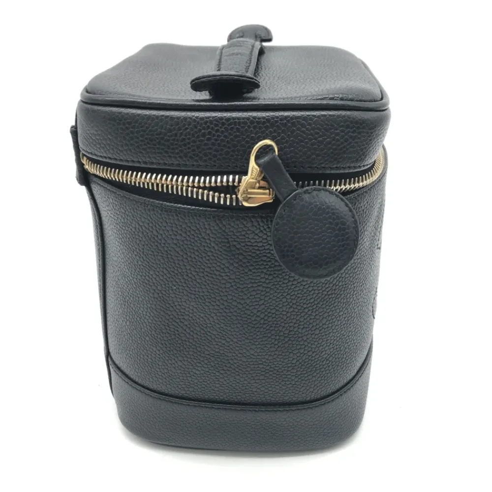 Håndtasker<Chanel Caviar Leather Vanity Håndtaske Sort