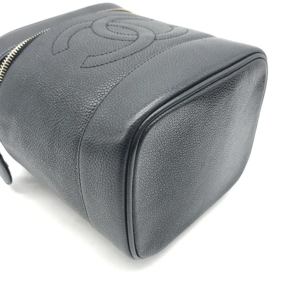 Håndtasker<Chanel Caviar Leather Vanity Håndtaske Sort