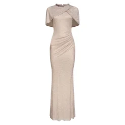 Kjoler^Self Portrait Champagne Rhinestone Maxi Kjole Beige