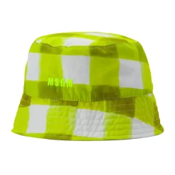Huer, Kasketter & Hatte|Huer & Kasketter<MSGM Checked Logo-Embroidered Cotton Bucket Hat Multifarvet