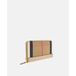 Punge & Kortholder^Burberry Checkeret læderpung med lynlås Beige