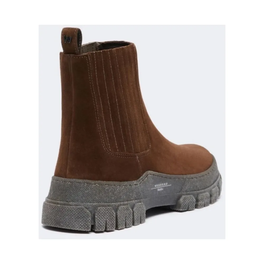 Chelsea Boots<Weekend Max Mara Chelsea ankellæderstøvle med klassiske elastiske indsatser Brun