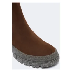 Chelsea Boots<Weekend Max Mara Chelsea ankellæderstøvle med klassiske elastiske indsatser Brun