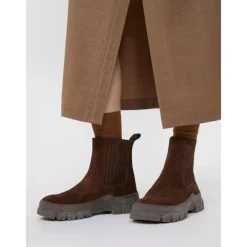 Chelsea Boots<Weekend Max Mara Chelsea ankellæderstøvle med klassiske elastiske indsatser Brun
