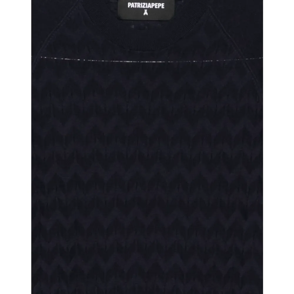 Strik<Patrizia Pepe Chevron Crew Neck Blå
