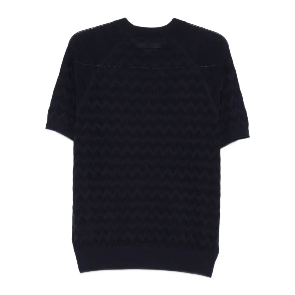 Strik<Patrizia Pepe Chevron Crew Neck Blå