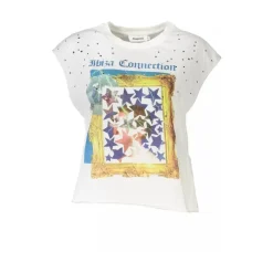 T-Shirts<Desigual Chic Sleeveless White Tee with Print Hvid
