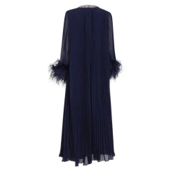 Kjoler^Self Portrait Chiffon Feather Midi Dress Blå