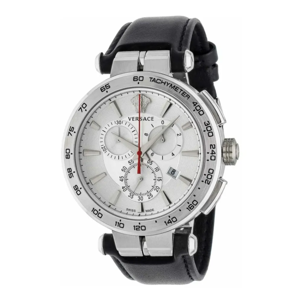 Ure<Versace Chronograph AION sort sølv ur Grå