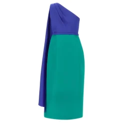 Kjoler<Carolina Herrera Color-Blocked Midi Kjole med Aftagelig Kappe Multifarvet