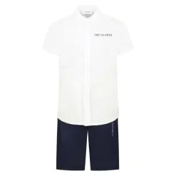 Bodystocking & Sæt^Trussardi Completo Sportivo Linen Shirt & Bermuda Set Hvid