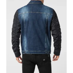 Jakker<Philipp Plein Composed Denim Zip Jacket College Blå