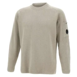 Strik^C.P. Company Cotton Chenille Crewneck Lens Sweater Grå