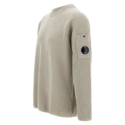 Strik^C.P. Company Cotton Chenille Crewneck Lens Sweater Grå