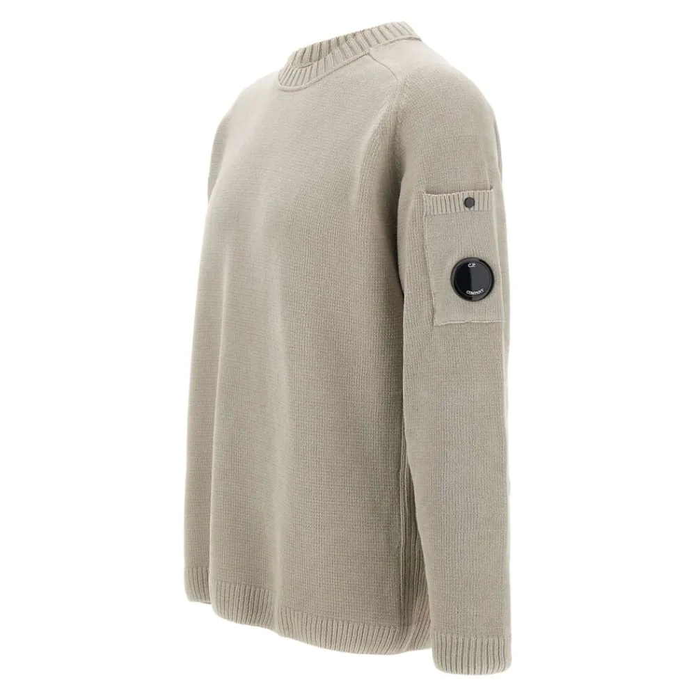 Strik^C.P. Company Cotton Chenille Crewneck Lens Sweater Grå