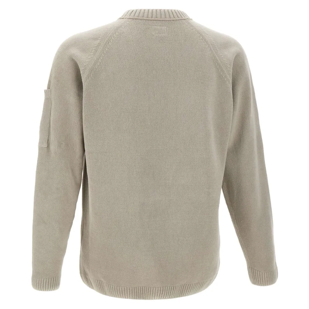 Strik^C.P. Company Cotton Chenille Crewneck Lens Sweater Grå
