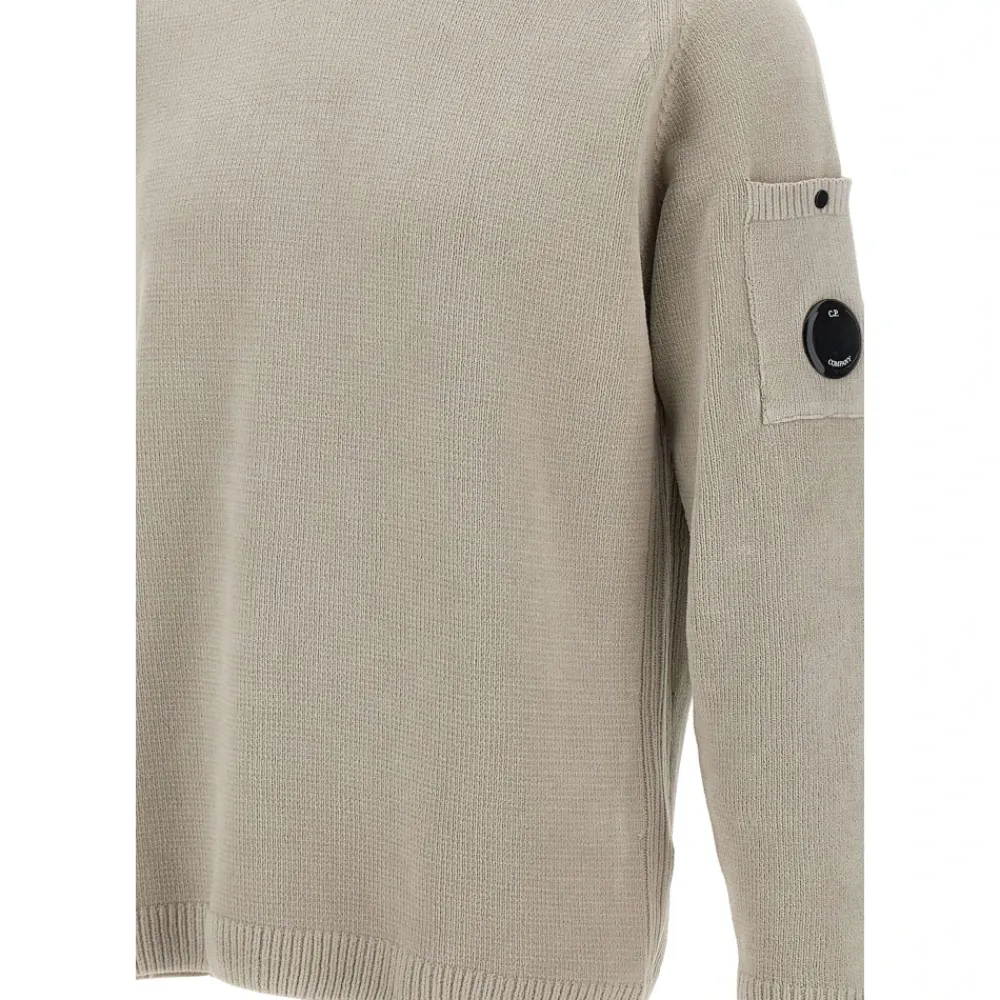 Strik^C.P. Company Cotton Chenille Crewneck Lens Sweater Grå