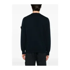 Strik^Stone Island Cotton Crew Neck Sweater Blå