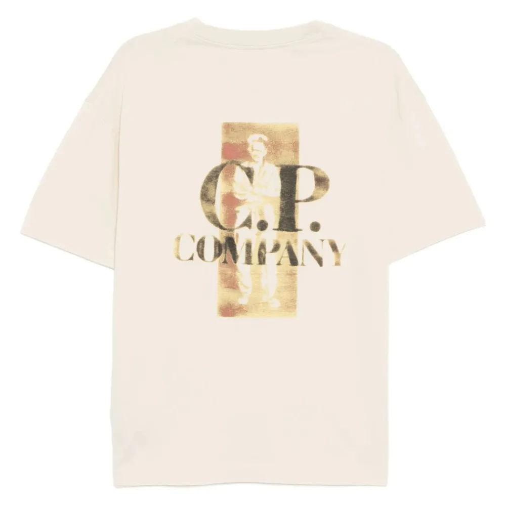 T-Shirts<C.P. Company Cotton Crew Neck T-Shirt Beige