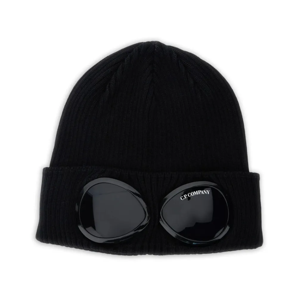 Huer, Kasketter & Hatte<C.P. Company Cotton Goggle Beanie Sort