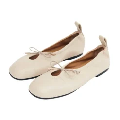 Ballerina Sko^ALOHAS Creme Læder Ballerina Sko Hvid