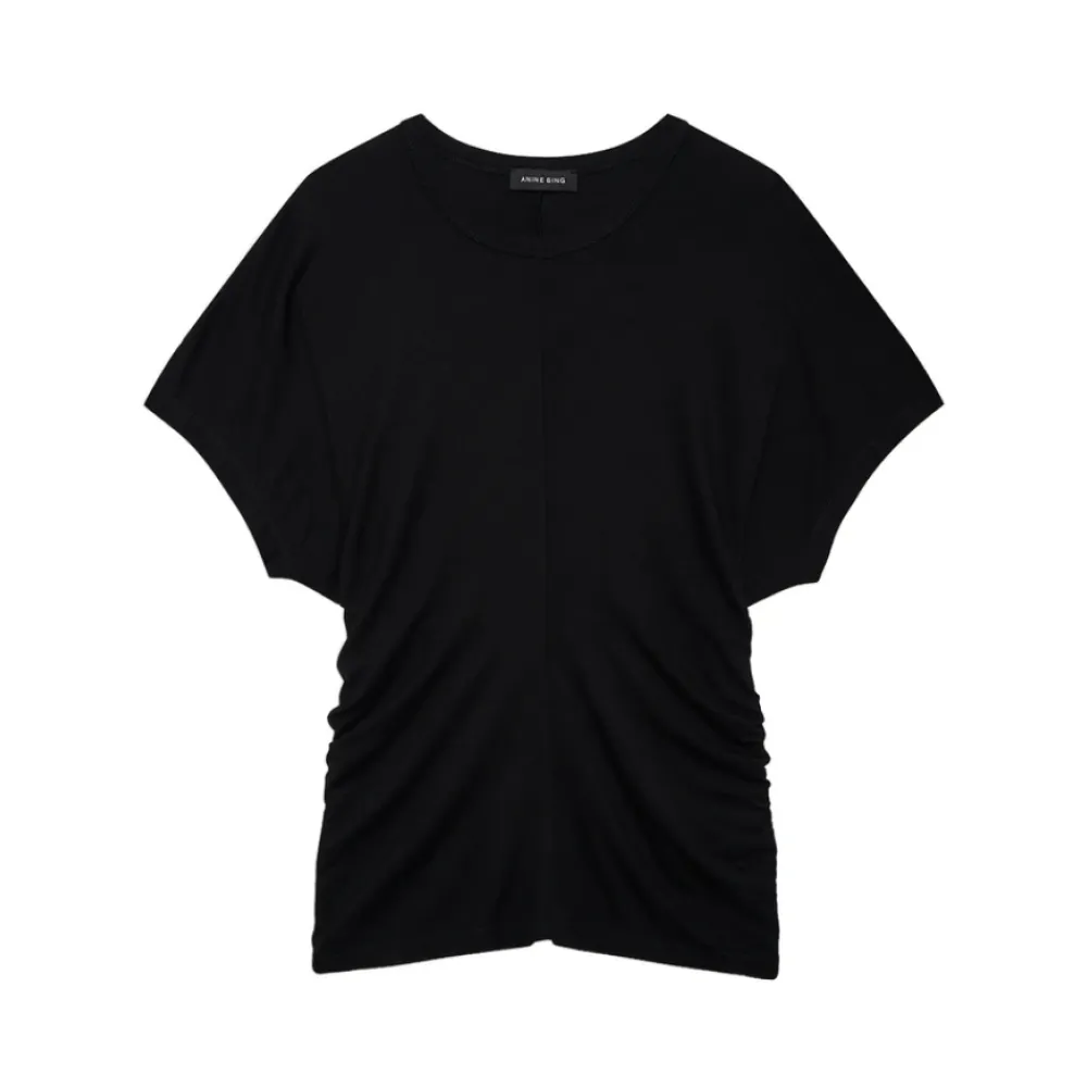 T-Shirts<Anine Bing Crew Neck Draped T-Shirt Sort