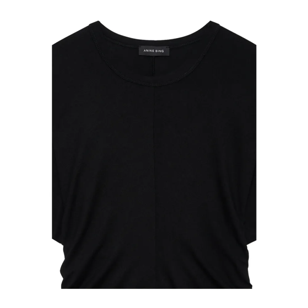 T-Shirts<Anine Bing Crew Neck Draped T-Shirt Sort