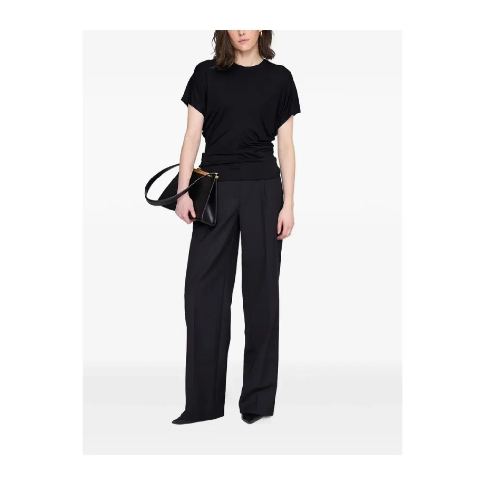 T-Shirts<Anine Bing Crew Neck Draped T-Shirt Sort