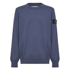 Strik^Stone Island Crewneck Sweater med Logo Blå