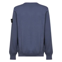 Strik^Stone Island Crewneck Sweater med Logo Blå