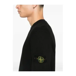 Strik<Stone Island Crewneck Sweatshirt Sort