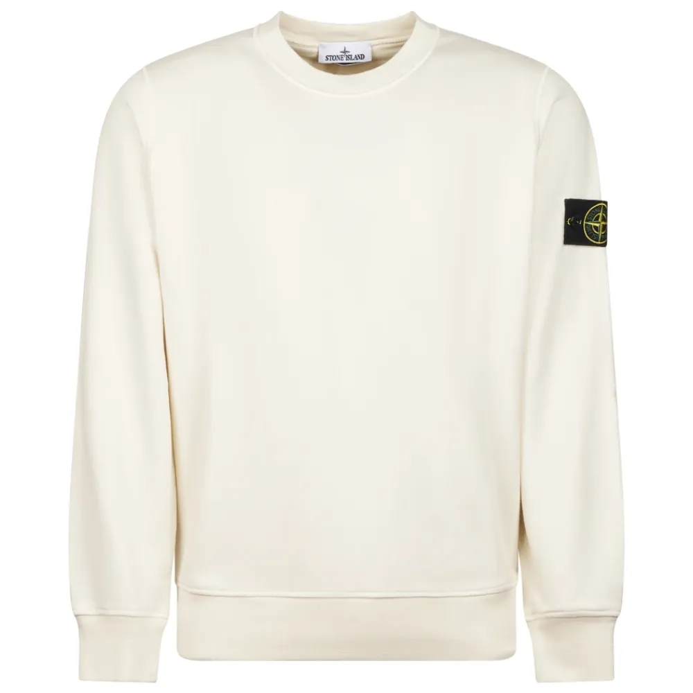 Trøjer|Sweatshirts^Stone Island Crewneck Sweatshirt Hvid