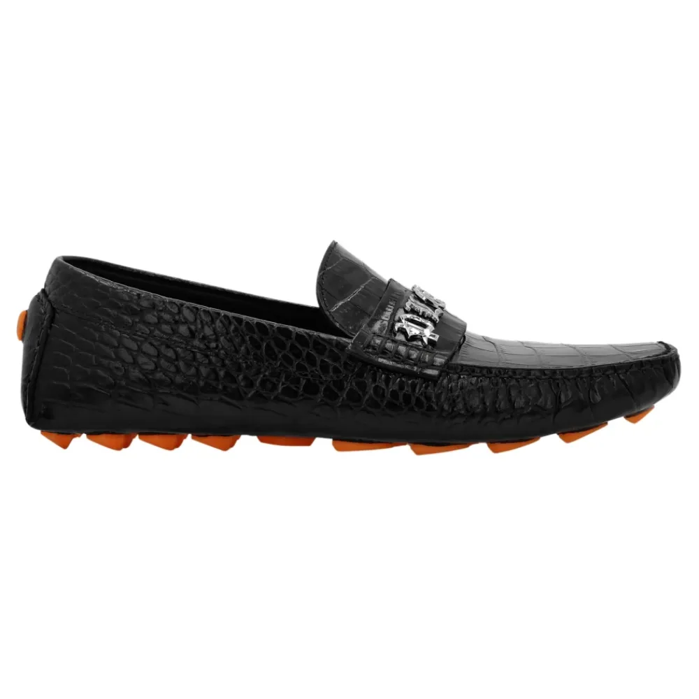 Loafers<Philipp Plein Croco Printed Leather Loafers Sort