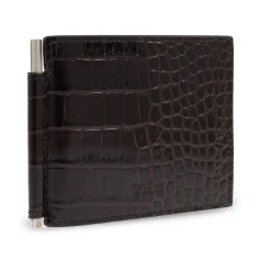 Punge & Kortholder<Tom Ford Crocodile Leather Wallet Brun