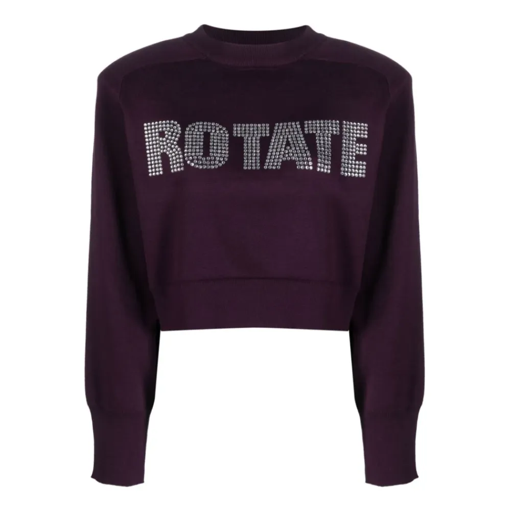 Sweatshirts^ROTATE Birger Christensen Cropped Striktrøje Lilla