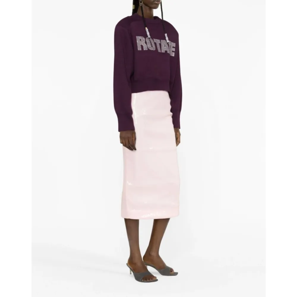 Sweatshirts^ROTATE Birger Christensen Cropped Striktrøje Lilla