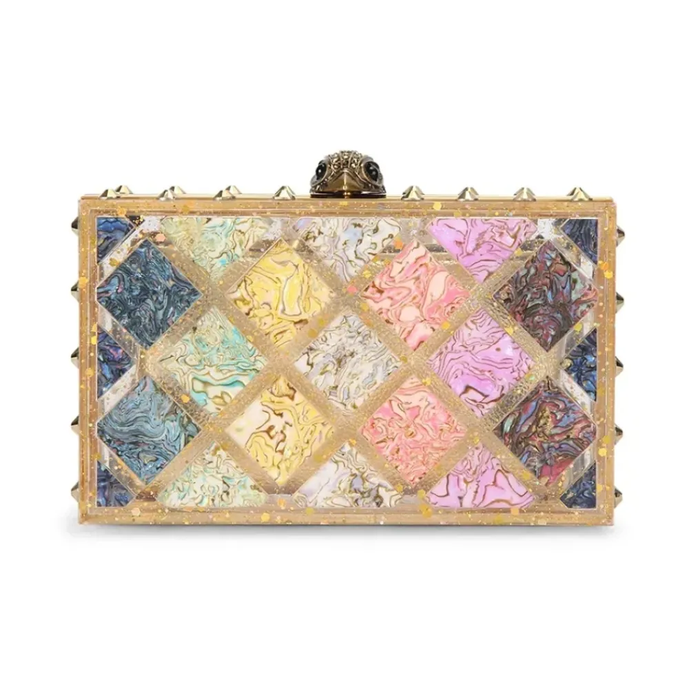 Clutch<Kurt Geiger Crystal Quilt Box Clutch Multifarvet