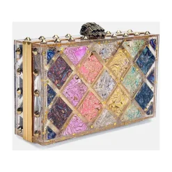 Clutch<Kurt Geiger Crystal Quilt Box Clutch Multifarvet