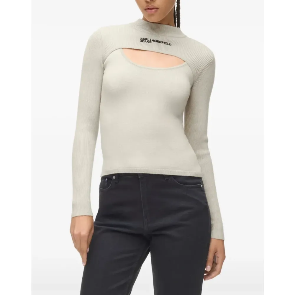 Striktrøjer & Sweatere<Karl Lagerfeld Cutout Sweater Beige