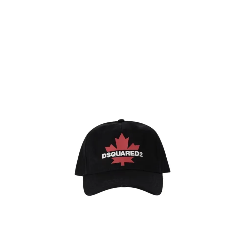 Huer, Kasketter & Hatte^Dsquared2 D2 Leaf Baseball Cap Sort