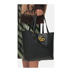 Indkøbstasker^Gucci Dahlia Tote taske med dobbelt G detalje Sort