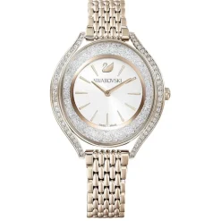 Ure^Swarovski Damearmbåndsur Crystalline Aura Ur Schweizisk Produktion, Metalarmbånd, Gylden, Champagne-Gylden Finish 5519456 Gul