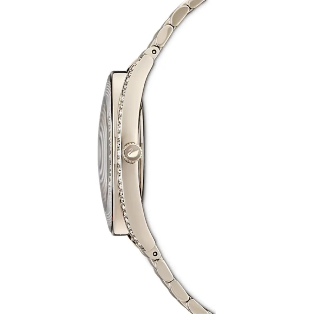 Ure^Swarovski Damearmbåndsur Crystalline Aura Ur Schweizisk Produktion, Metalarmbånd, Gylden, Champagne-Gylden Finish 5519456 Gul