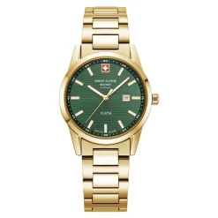 Ure^Swiss Alpine Military Damenuhr Argos d grøn 34mm 7767.1114 Gul
